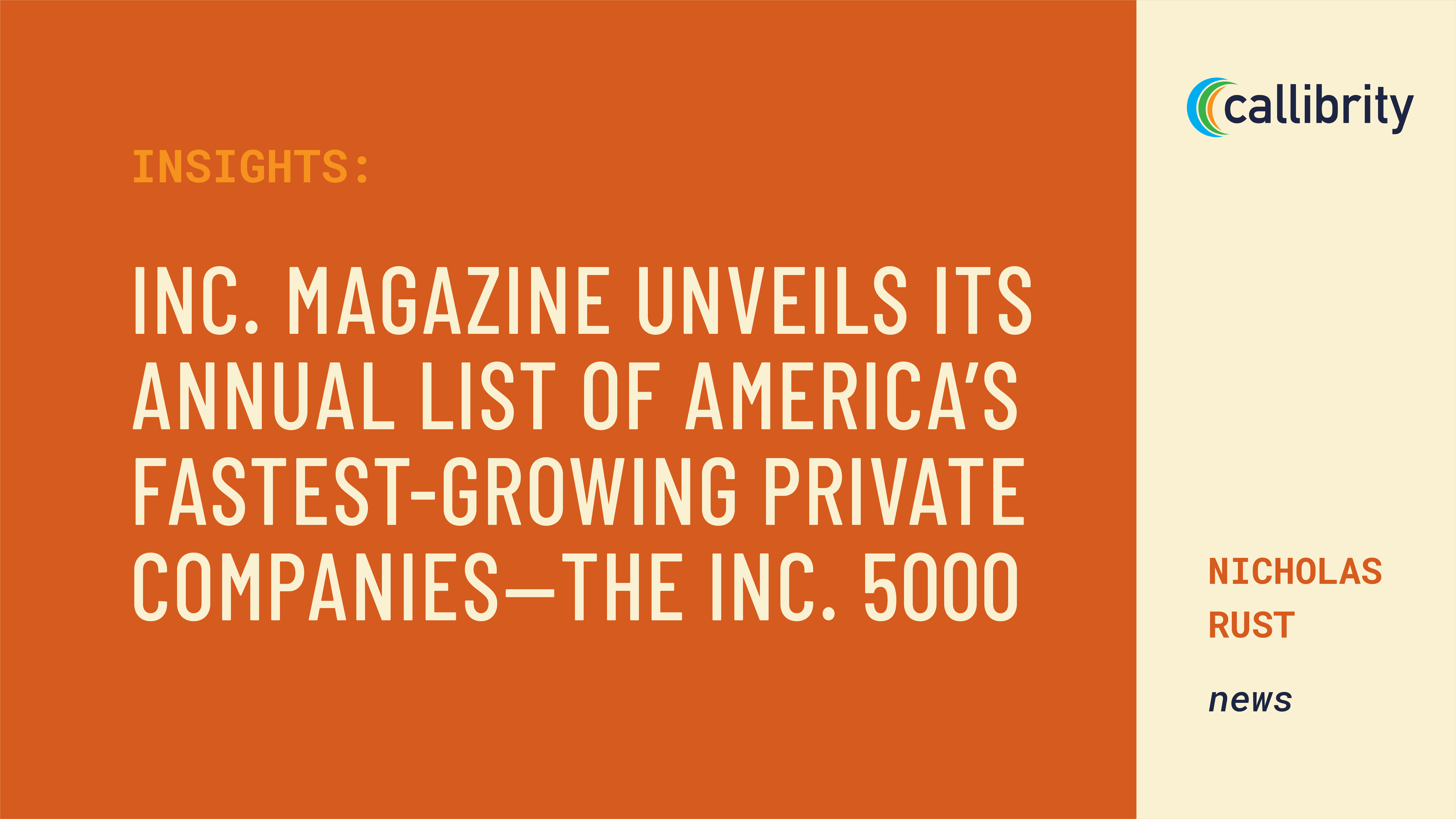 Inc. Magazine Unveils Its Annual List of America’s FastestGrowing